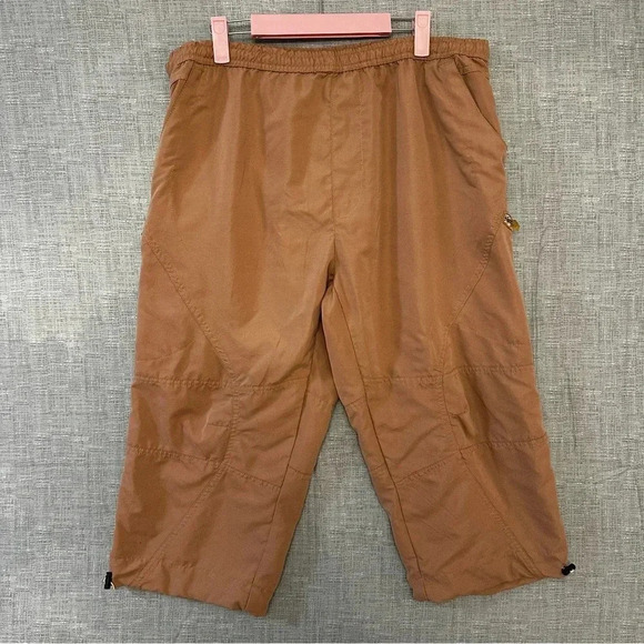 Cheetah capri pants drawstring elastic waist women’s size large zip pockets - Picture 1 of 5